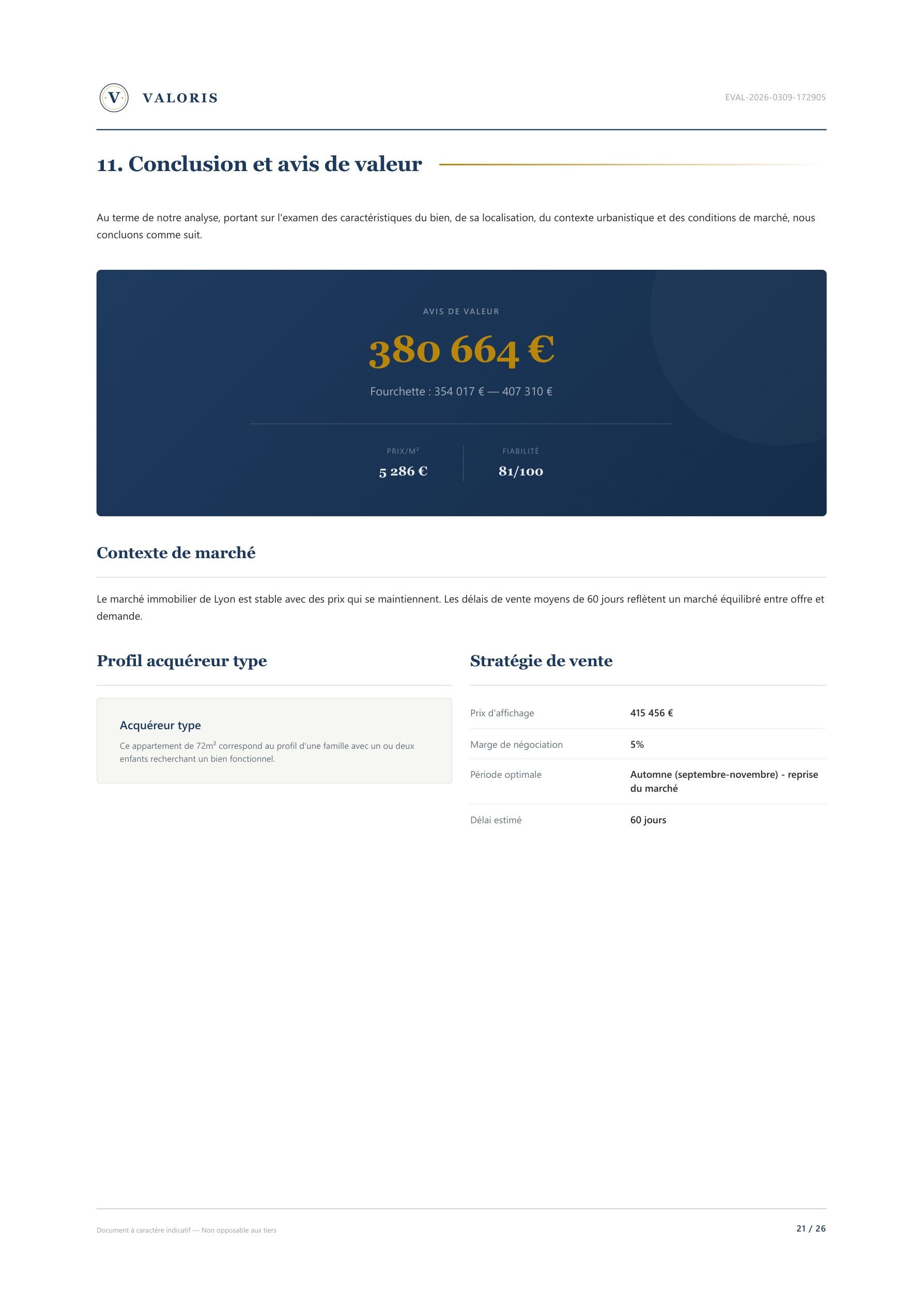 Page 22 — Conclusion et avis de valeur