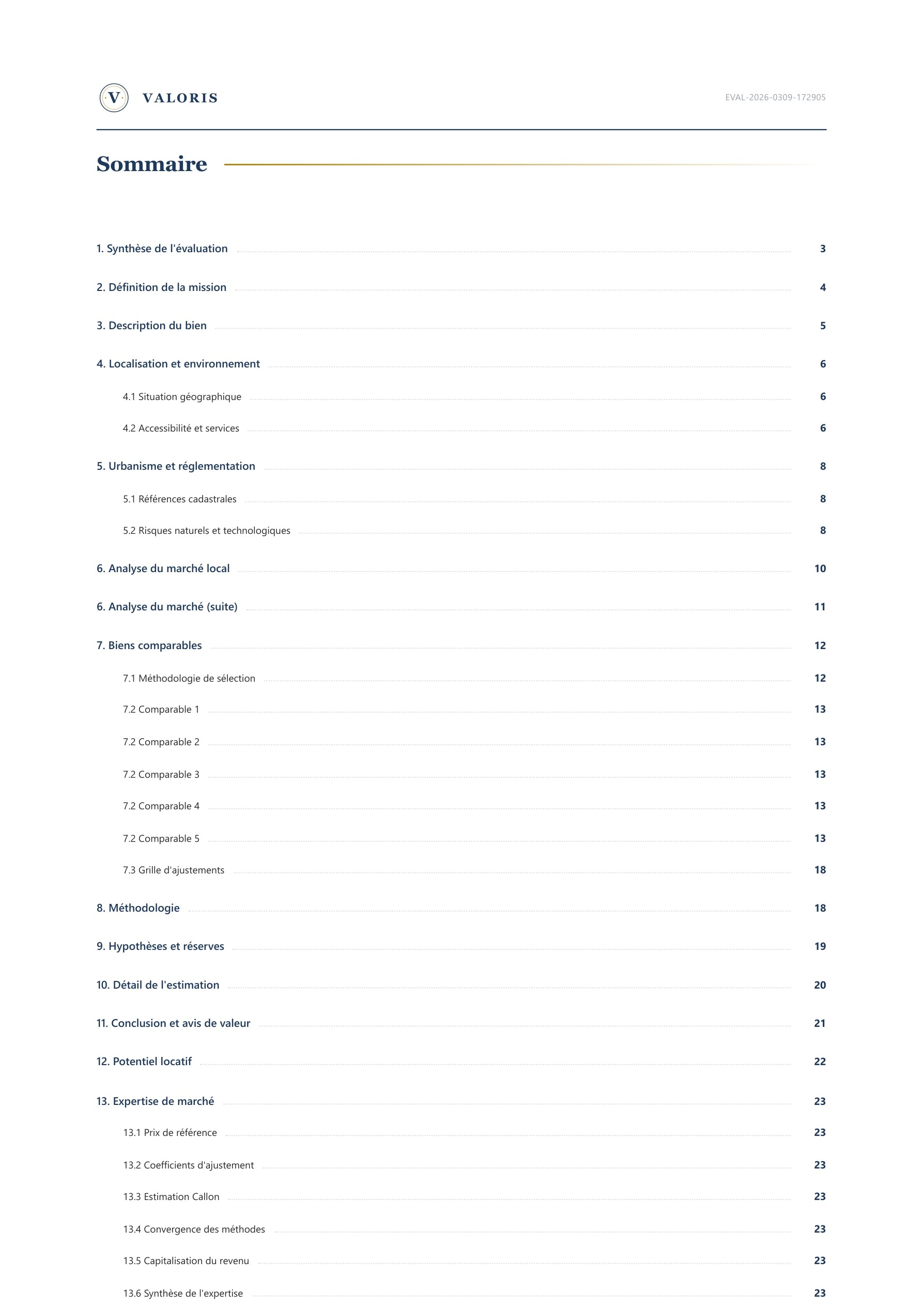 Rapport VALORIS - Sommaire