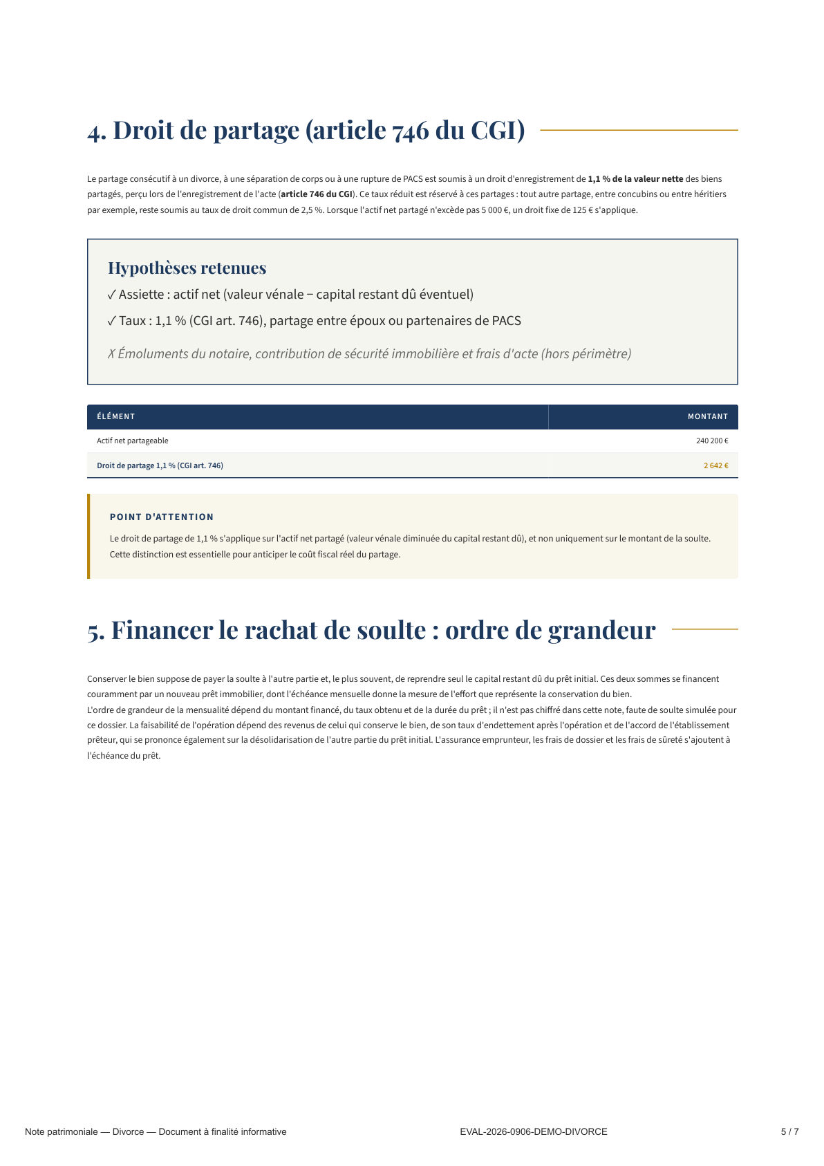 Page 5 — Droit de partage (article 746 du CGI)