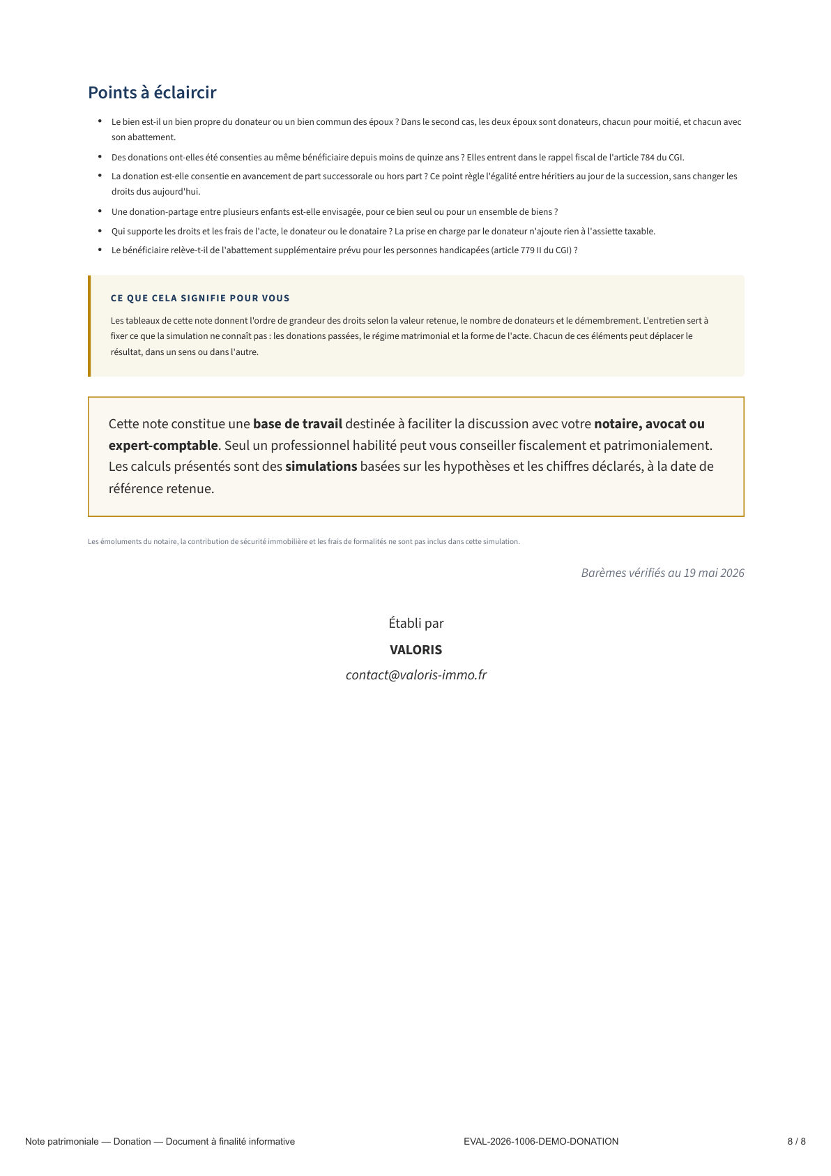 Page 8 — Points à éclaircir