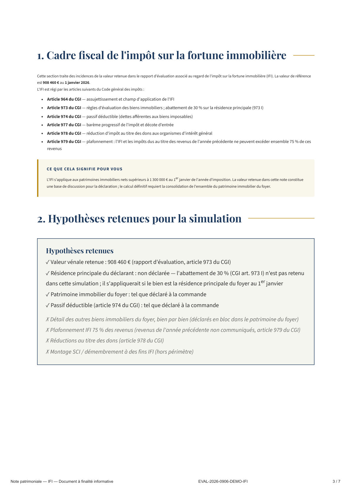 Page 3 — Cadre fiscal et hypothèses retenues
