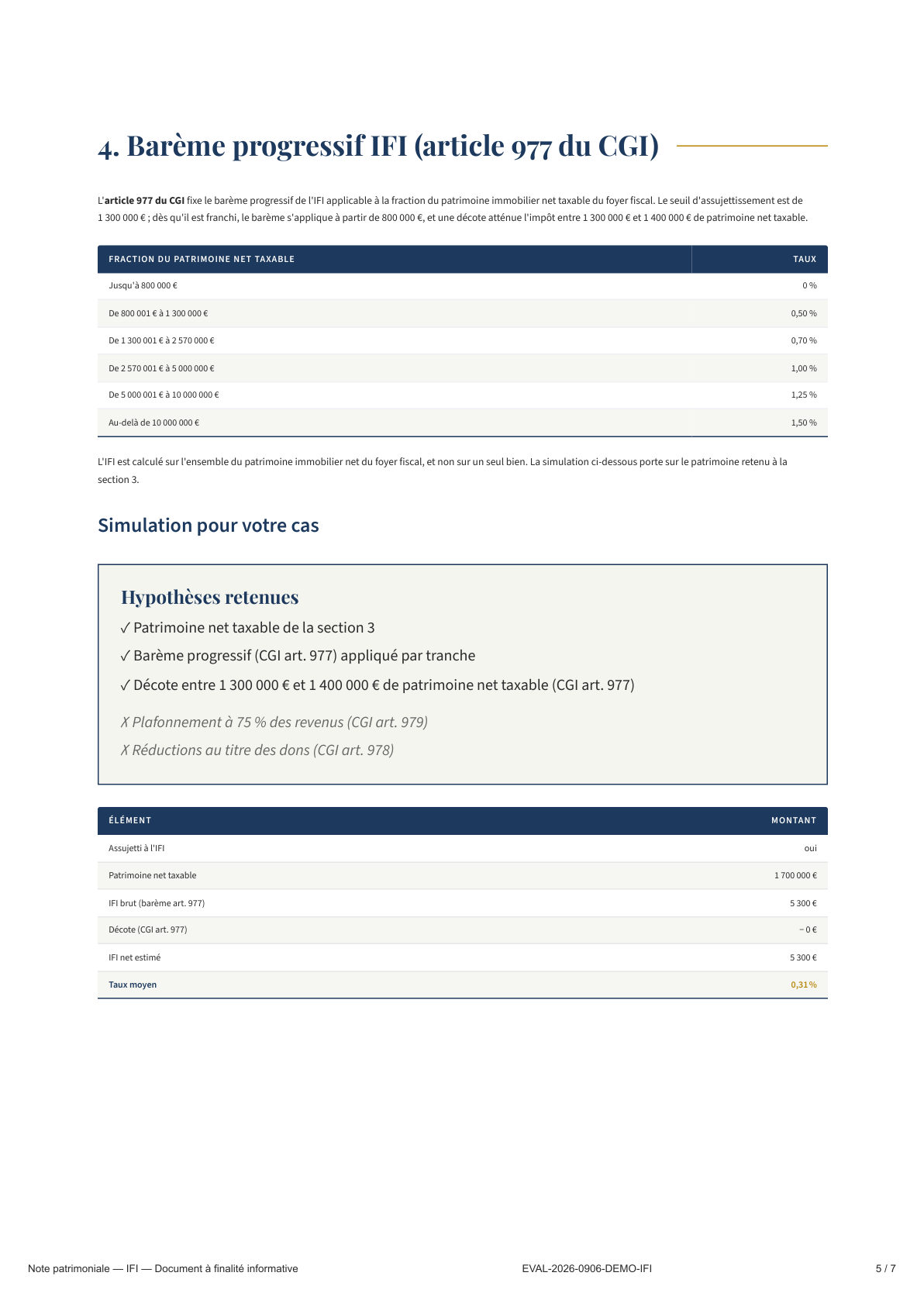 Page 5 — Barème progressif IFI (article 977 du CGI)