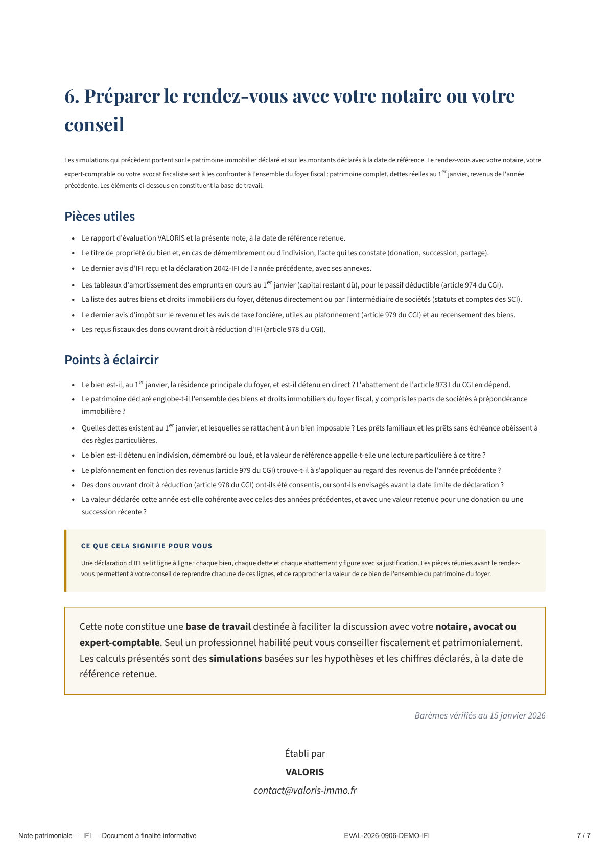 Page 7 — Préparer le rendez-vous avec le conseil