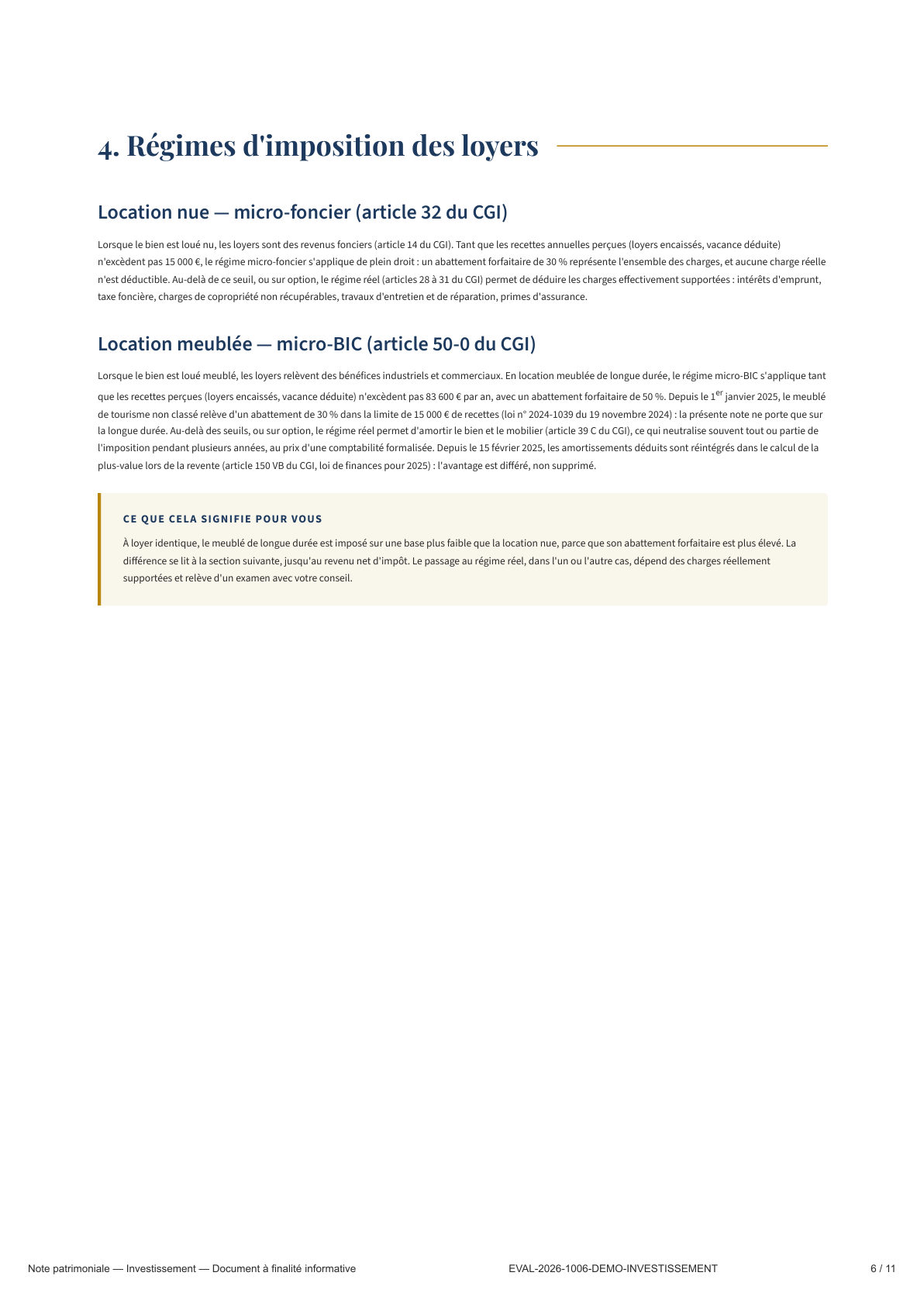 Page 6 — Régimes d'imposition des loyers