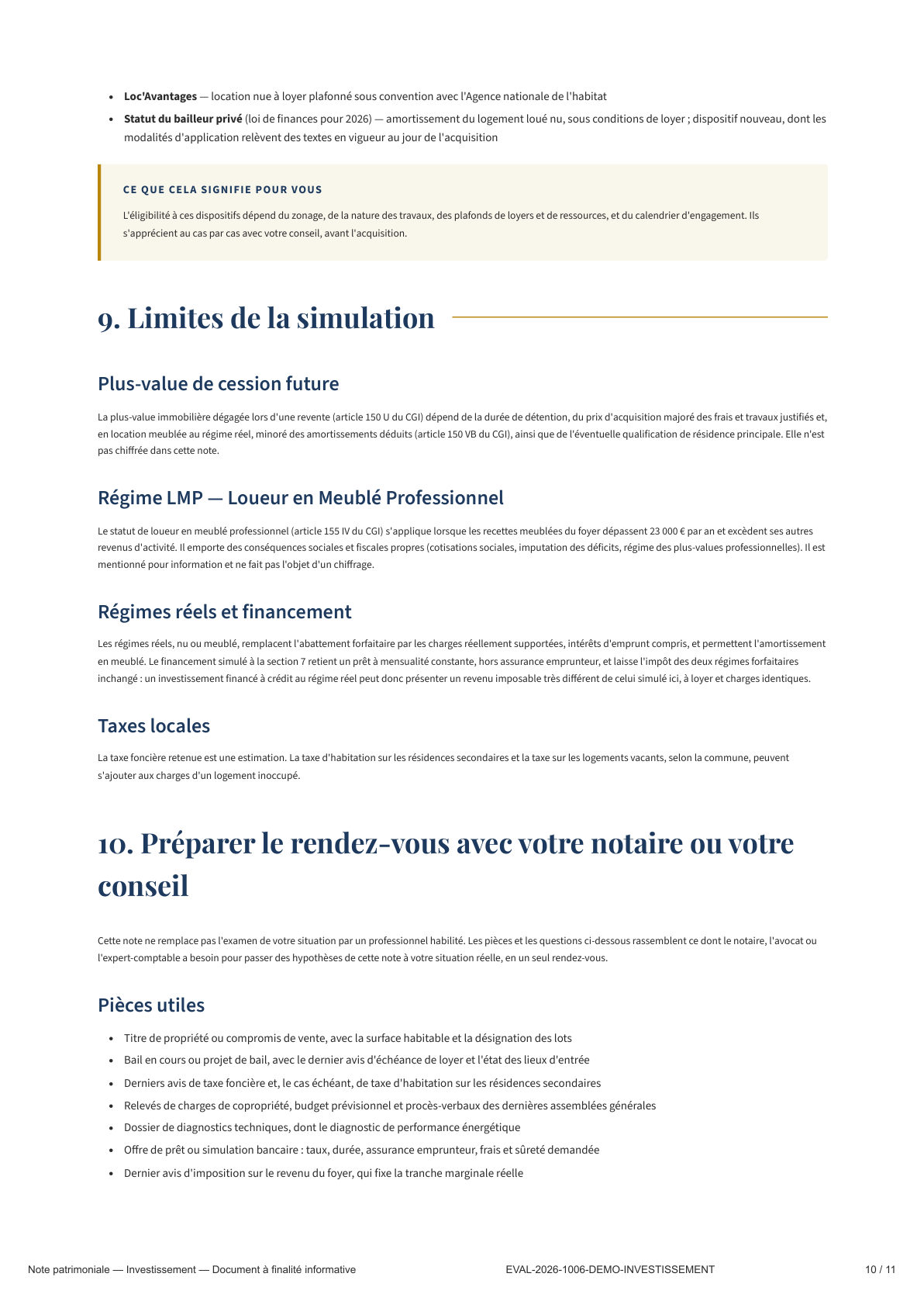 Page 10 — Limites de la simulation et rendez-vous