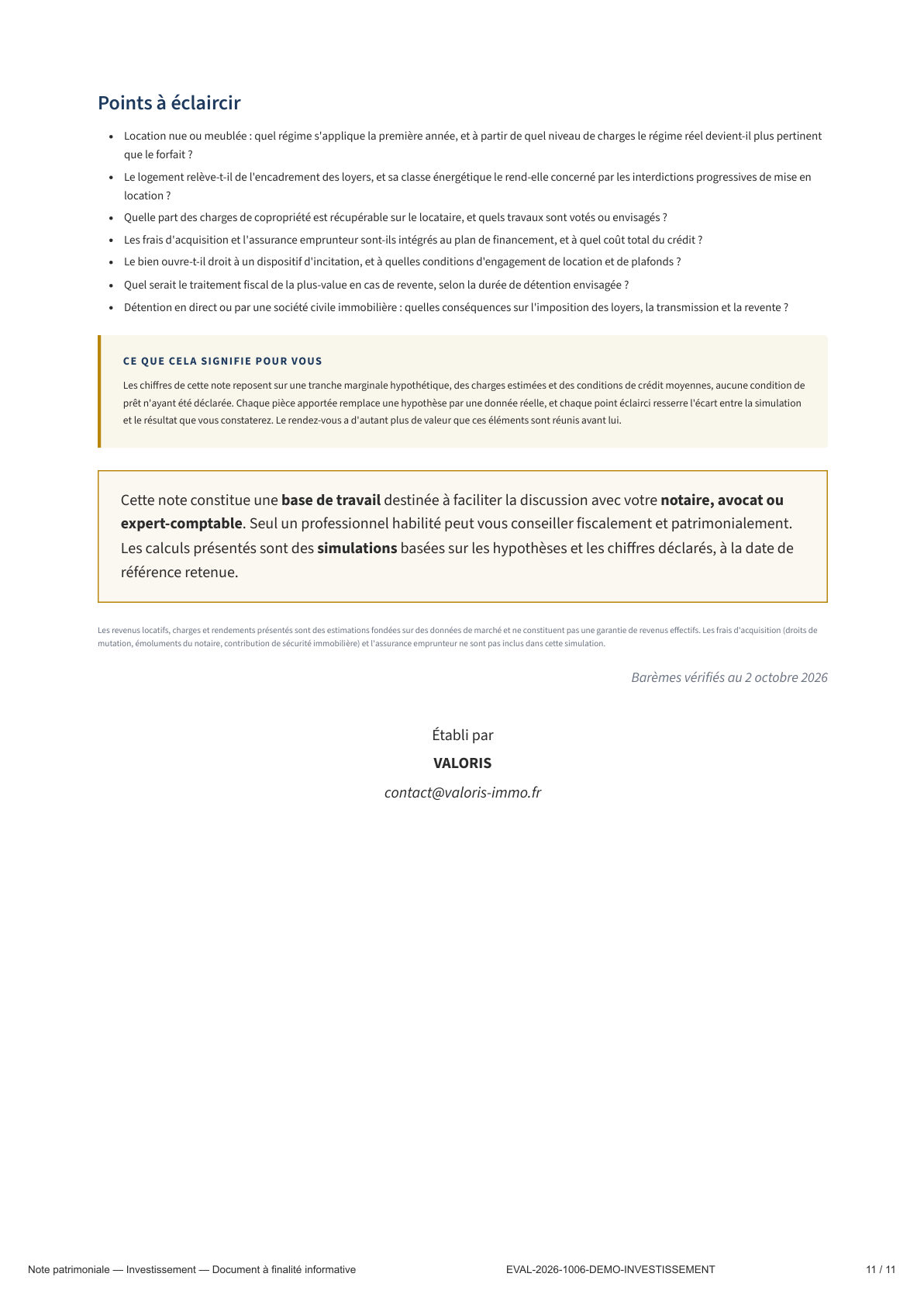 Page 11 — Points à éclaircir