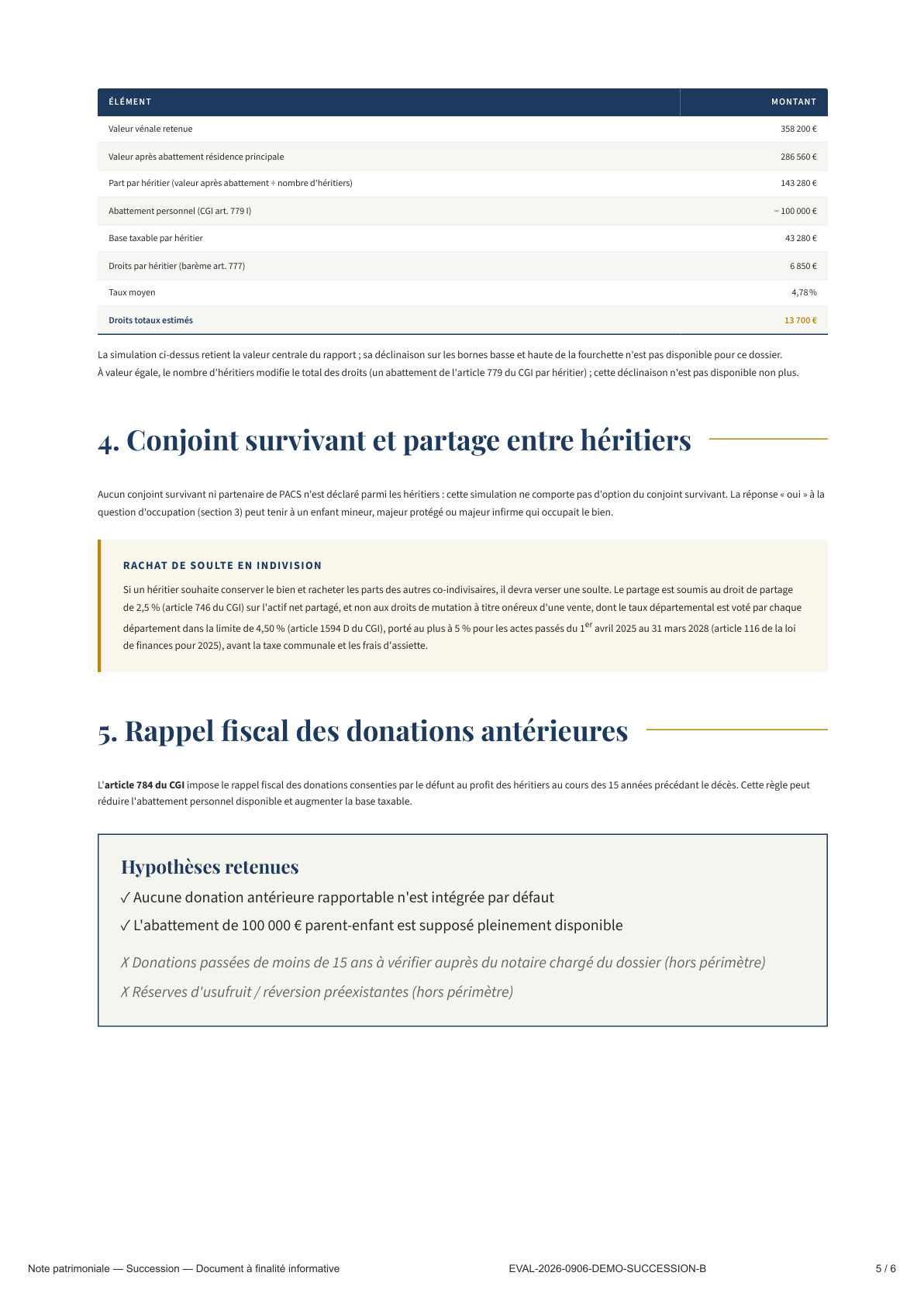 Page 5 — Conjoint survivant et partage entre héritiers