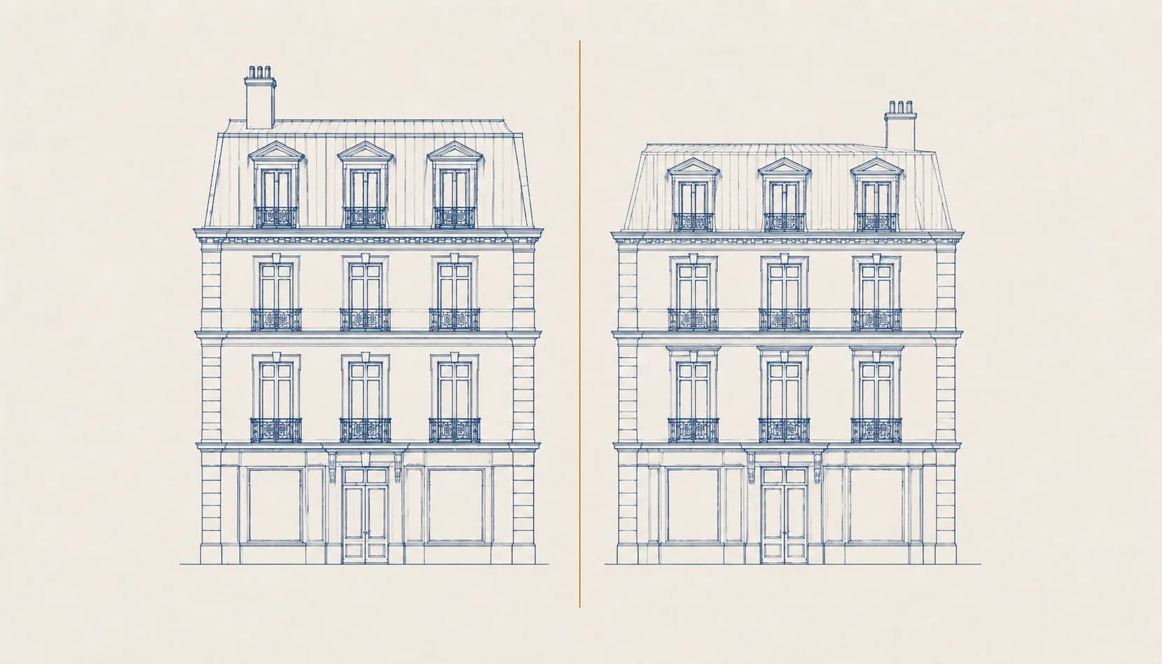 Deux immeubles haussmanniens symétriques illustrant l'estimation immobilière pour un divorce